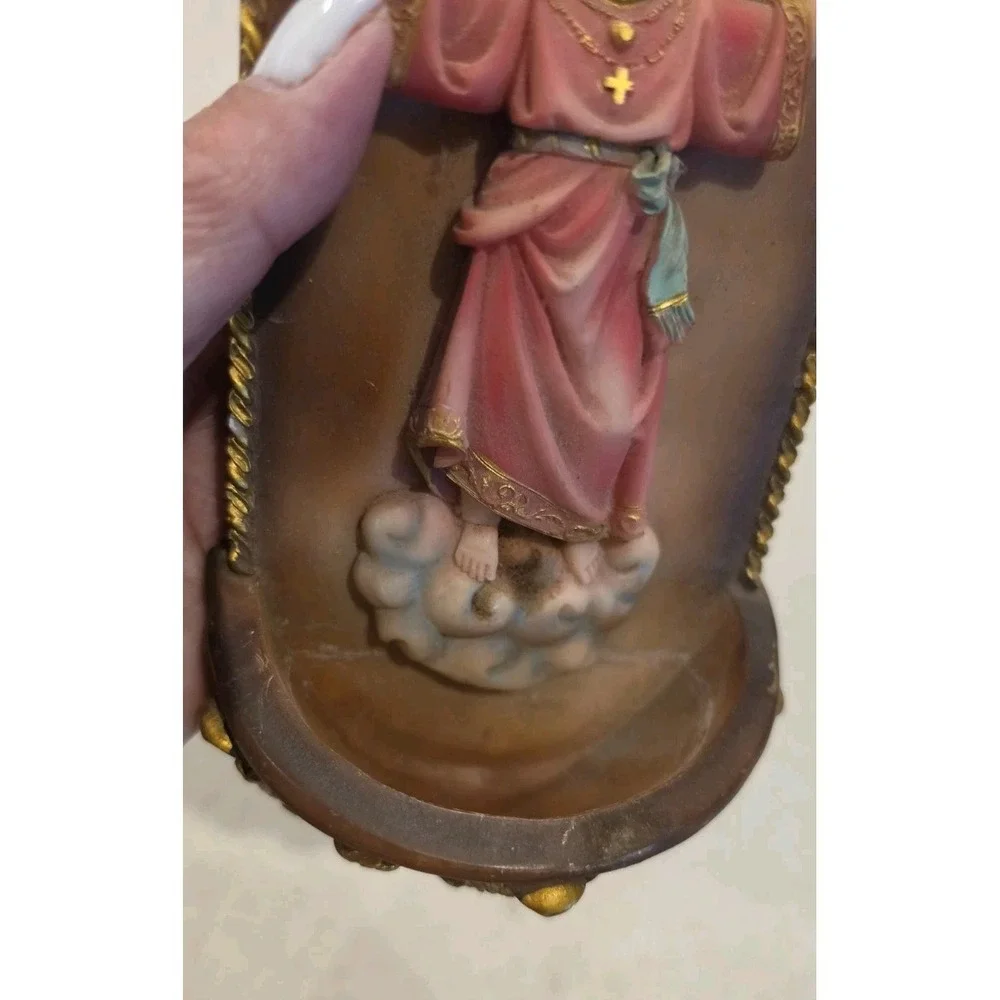 VTG Divino Nino Jesus Holy Water Font Wall Hanging Statue Grandmacore Kitsch
